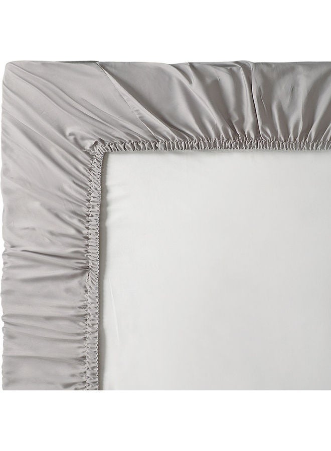 Trident - 3-Piece 500 Thread Count 100% Cotton rich Solid Luxury King Bedsheet Set includes 1xFitted Sheet 201x183x41cm 2xPillow Cover Cotton Silver 201x183x41cm - Image 1