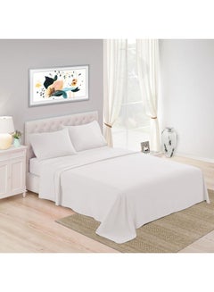Trident 3-Piece 500 Thread Count 100% Cotton rich Solid Luxury King Bedsheet Set includes 1xFitted Sheet 72x79+16 inch 2xPillow Cover Cotton White 72x79+16inch  - Image 1