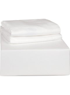 Trident 3-Piece 500 Thread Count 100% Cotton rich Solid Luxury King Bedsheet Set includes 1xFitted Sheet 72x79+16 inch 2xPillow Cover Cotton White 72x79+16inch  - Image 2