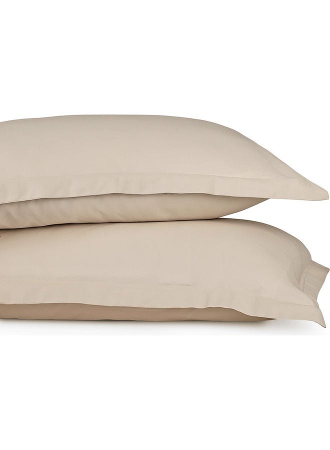 ترايدنت 3-Piece 500 Thread Count 100% Cotton rich Solid Luxury Queen Bedsheet Set includes 1xFitted Sheet 59x79+16 inch 2xPillow Cover Cotton Beige Queen - Image 3