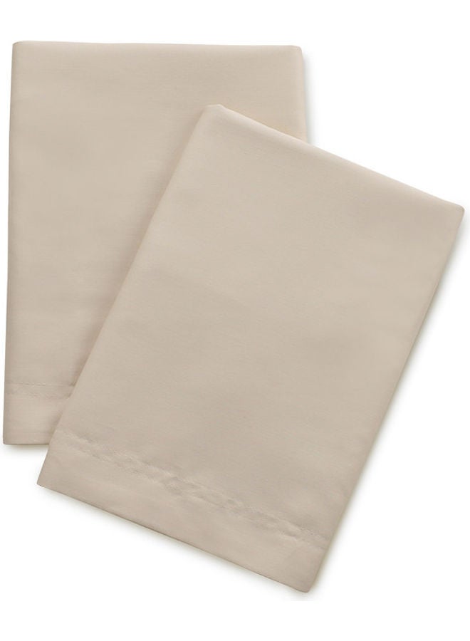 ترايدنت 3-Piece 500 Thread Count 100% Cotton rich Solid Luxury Queen Bedsheet Set includes 1xFitted Sheet 59x79+16 inch 2xPillow Cover Cotton Beige Queen - Image 4