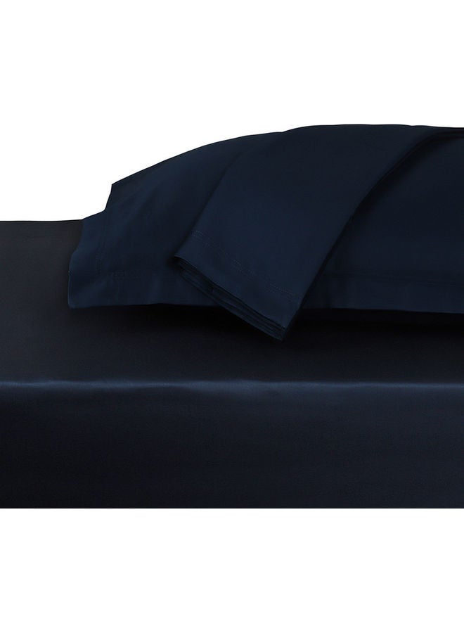 Trident 3-Piece 500 Thread Count 100% Cotton rich Solid Luxury Queen Bedsheet Set includes 1xFitted Sheet 59x79+16 inch 2xPillow Cover Cotton Navy 59x79+16inch - Image 3