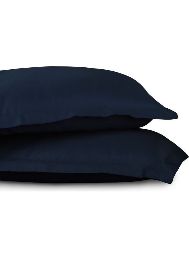 Trident 3-Piece 500 Thread Count 100% Cotton rich Solid Luxury Queen Bedsheet Set includes 1xFitted Sheet 59x79+16 inch 2xPillow Cover Cotton Navy 59x79+16inch - Image 4