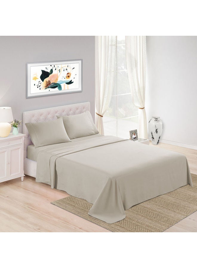 Trident 3-Piece 700 Thread Count 100% Cotton Solid Luxury Queen Supima Cotton Bedsheet Set includes 1xFitted Sheet 59x79+16 inch 2xPillow Cover Cotton Seasalt 79x57x16inch - Image 1