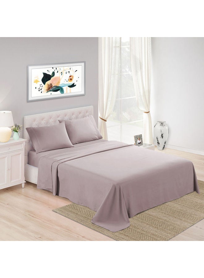 Trident 3-Piece 700 Thread Count 100% Cotton Solid Luxury Queen Supima Cotton Bedsheet Set includes 1xFitted Sheet 59x79+16 inch 2xPillow Cover Cotton Orchid 79x57x16inch - Image 1