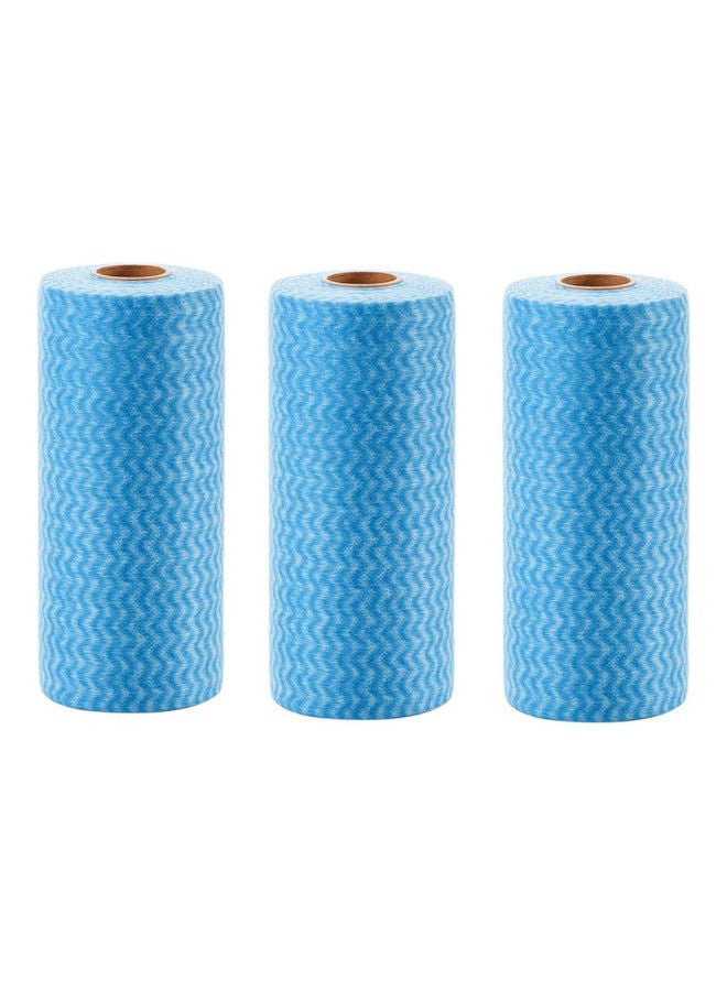 3-Pieces Disposable Kitchen Wet And Dry Wipes Blue