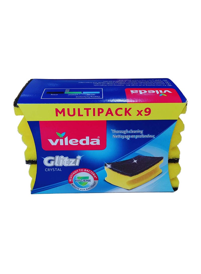 فيليدا طقم فوط جلْي كريستال جليتزي لتنظيف الصحون، 9 قطع أصفر/أسود - Image 1
