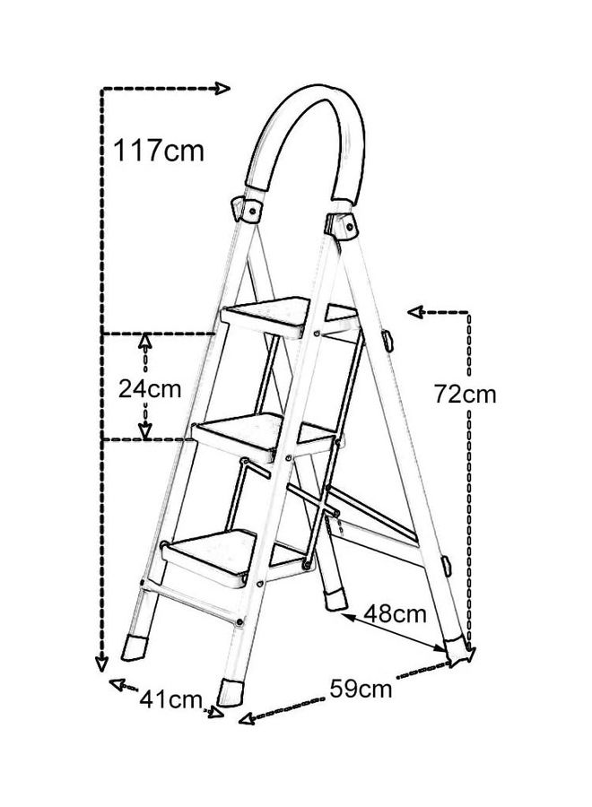 Dubkart 3-Step Ladder Folding Stool 44 inch White/Black - Image 2