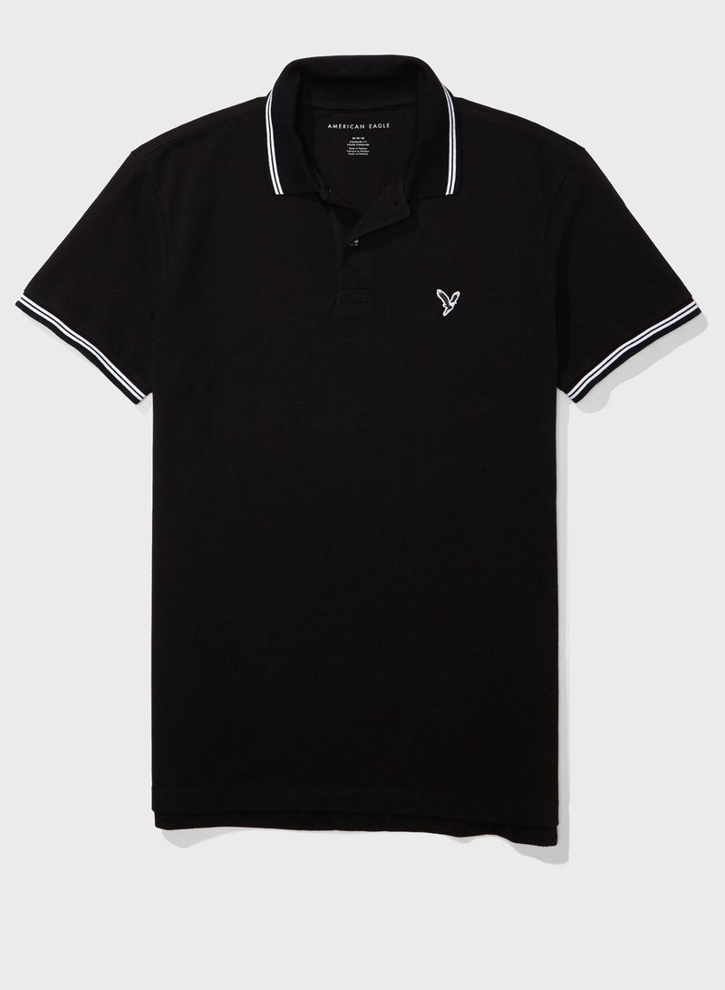 American Eagle - Tipped Polo Black - Image 1
