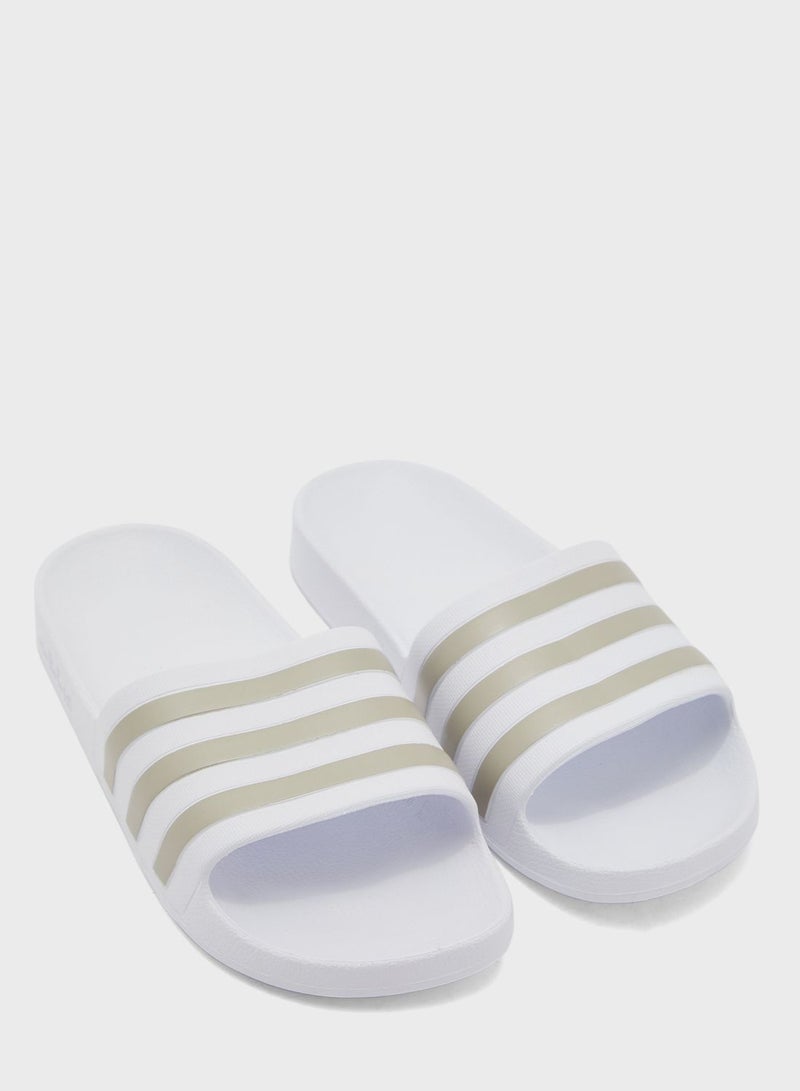 adidas Originals Adilette Aqua Slides White/Grey - Image 1