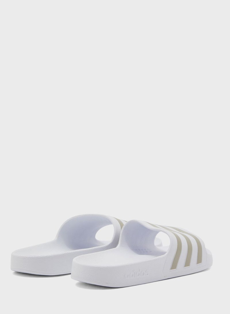 adidas Originals Adilette Aqua Slides White/Grey - Image 3