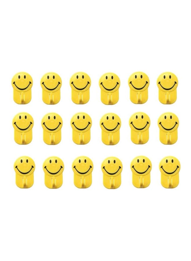 18-Piece Punch-Free Self-Adhesive Hooks Yellow 