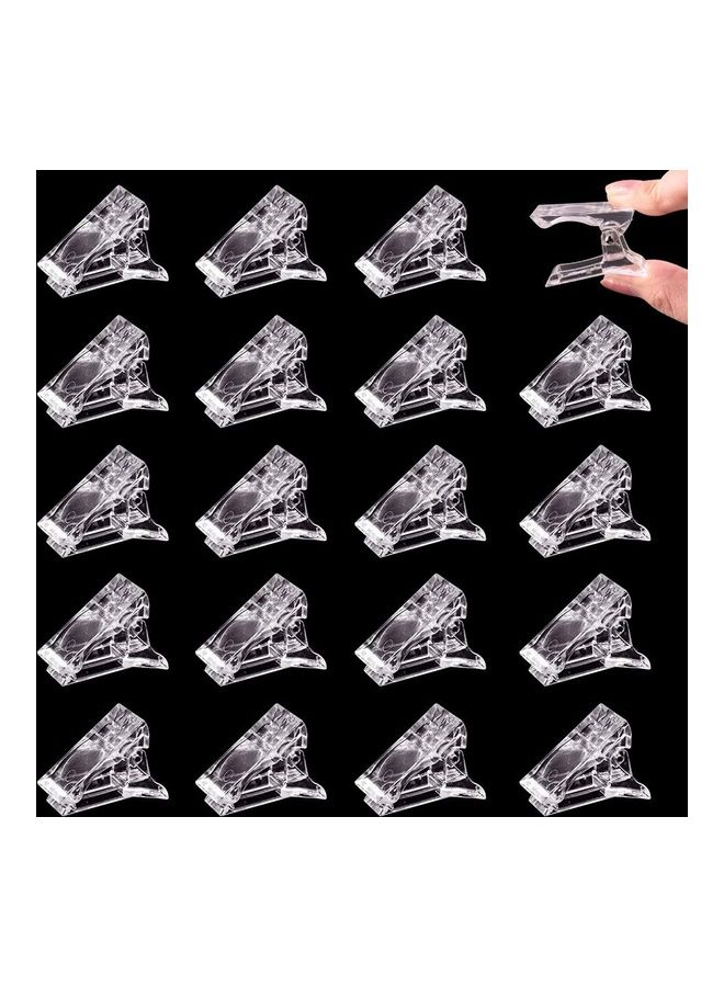 مس تيارا طقم مشابك أظافر مكون من 20 قطعة شفاف - Image 1