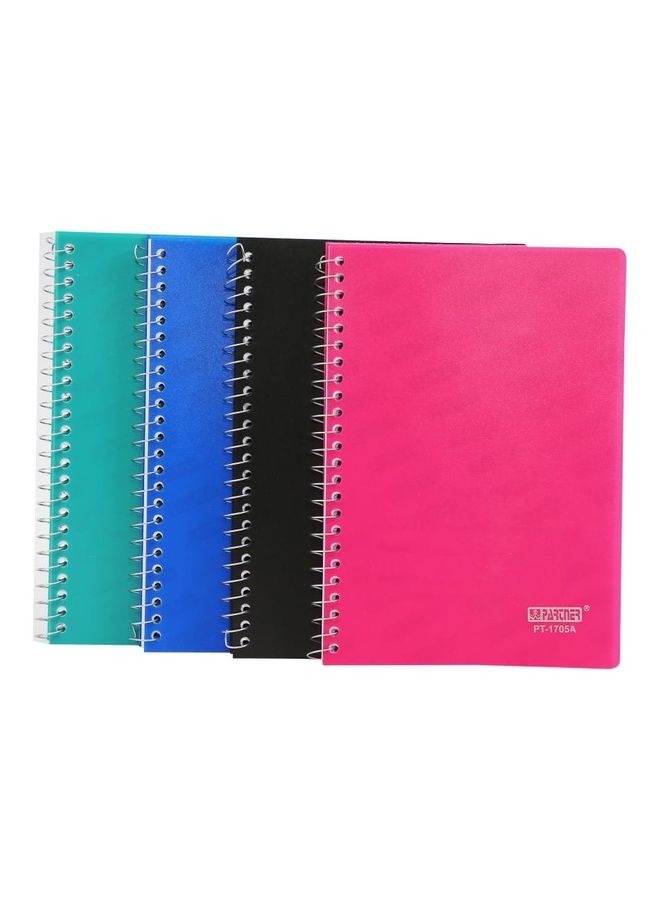 PARTNER 4-Piece A5 Size Single Lined Notebook Set Multicolour