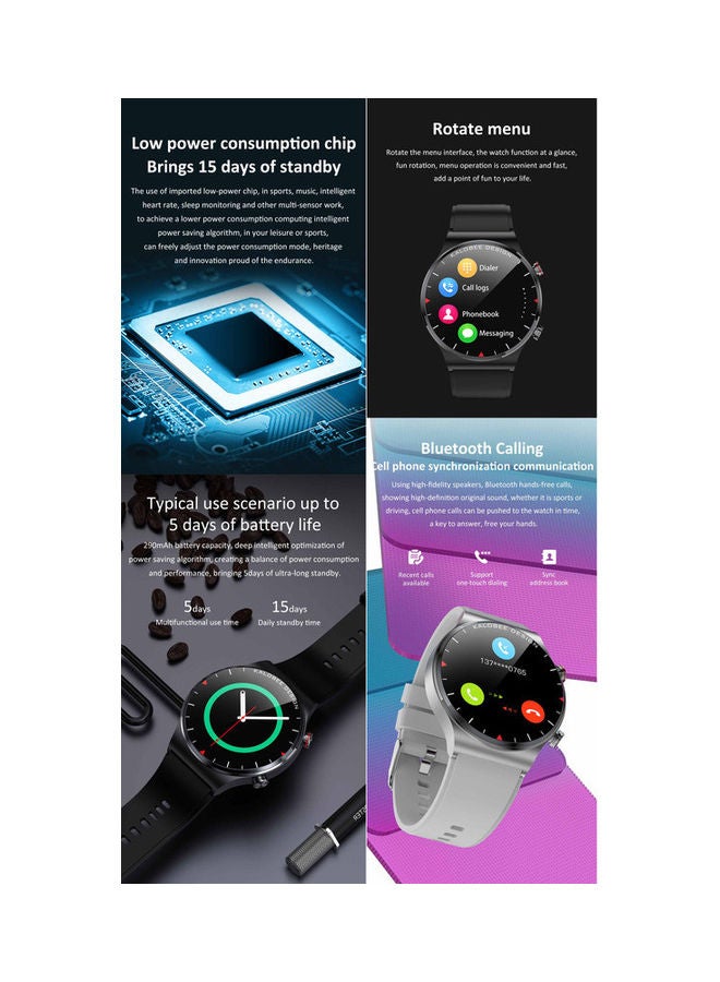 بي إس إن إل ساعة ذكية SK8 Plus بلوتوث وشاشة تعمل باللمس وحزام جلدي 46 ملم - Image 2