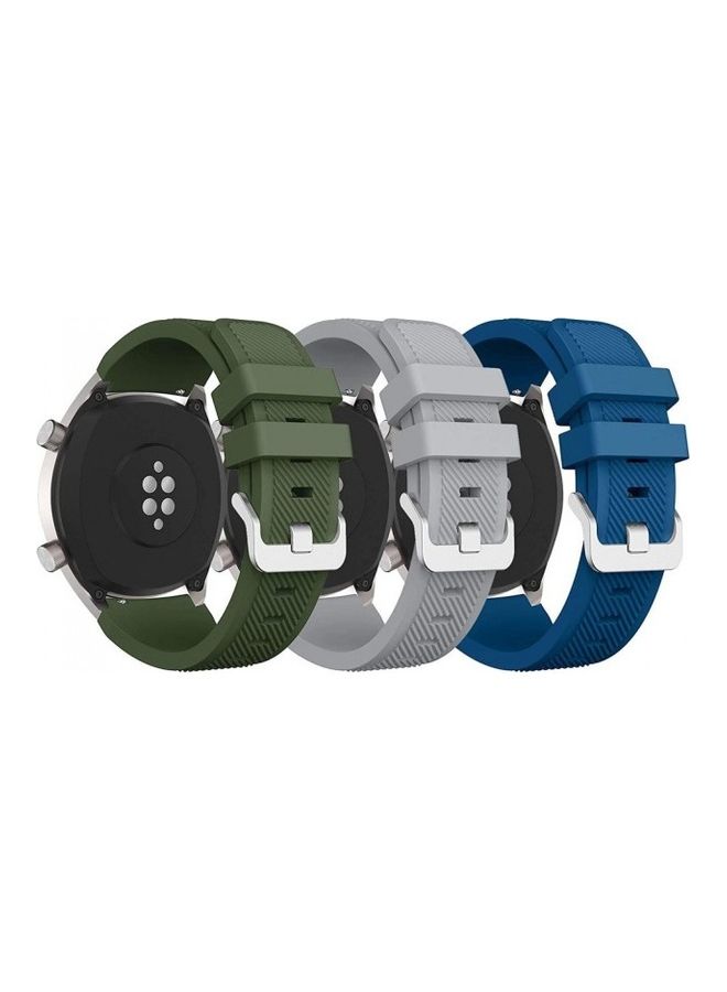 MARGOUN 3-Piece Replacement Band For Samsung Galaxy Gear S3/S3 Frontier/Huawei GT 22mm Blue/Grey/Green - Image 1