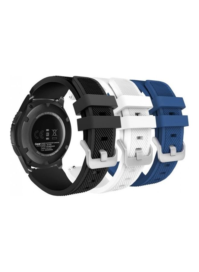 مارجون مجموعة أساور بديلة لساعات سامسونج جالاكسي جير S3 وS3 فرونتير وهواوي جي تي مقاس 22 مم، مكونة من 3 قطع أسود/أزرق/أبيض - Image 1