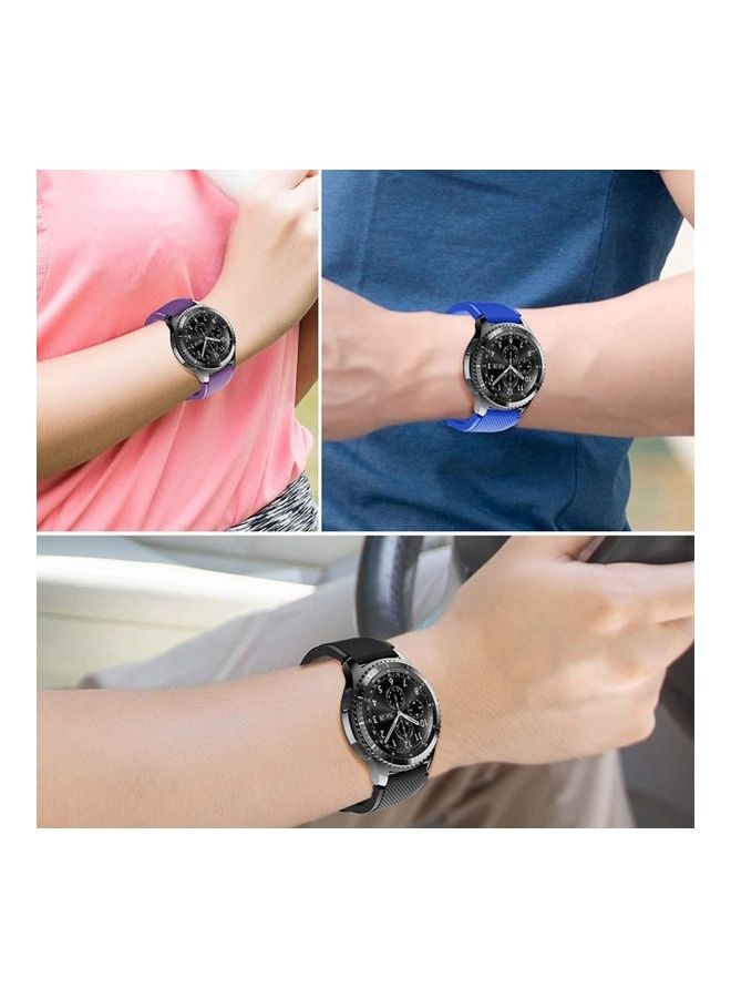 مارجون مجموعة أساور بديلة لساعات سامسونج جالاكسي جير S3 وS3 فرونتير وهواوي جي تي مقاس 22 مم، مكونة من 3 قطع أسود/أزرق/أبيض - Image 2