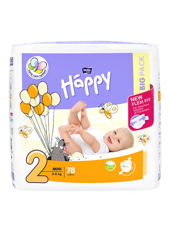 Bella Baby Happy Diapers Mini No. 2, (3 - 6Kg), 78 Piece 