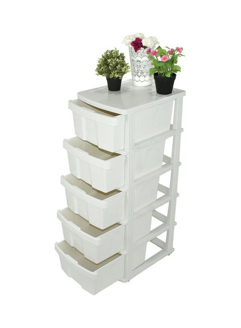 5-Drawer Storage Cabinet With Wheels White