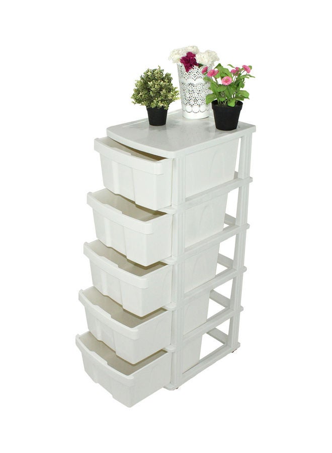 Faller 5-Drawer Storage Cabinet With Wheels White  - Image 1