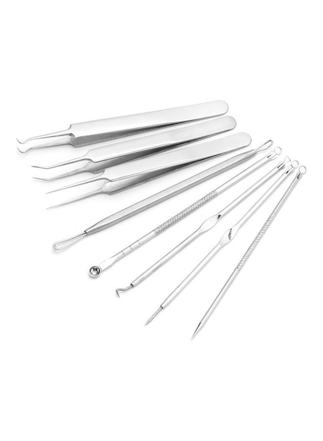 طقم أدوات إزالة حب الشباب من الستانلس ستيل مكون من 7 قطع فضي - Image 3