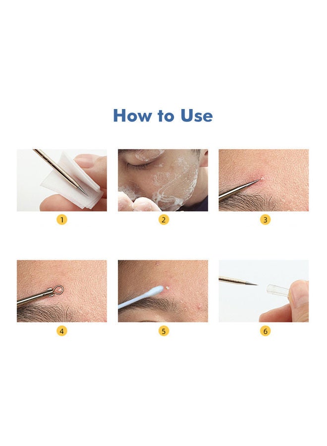 طقم أدوات إزالة حب الشباب من الستانلس ستيل مكون من 7 قطع فضي - Image 4