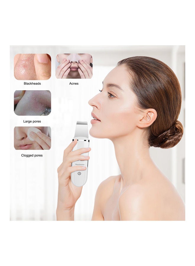 Generic - Ultrasonic Shovel Facial Skin Scrubber with 3-Modes White - Image 1
