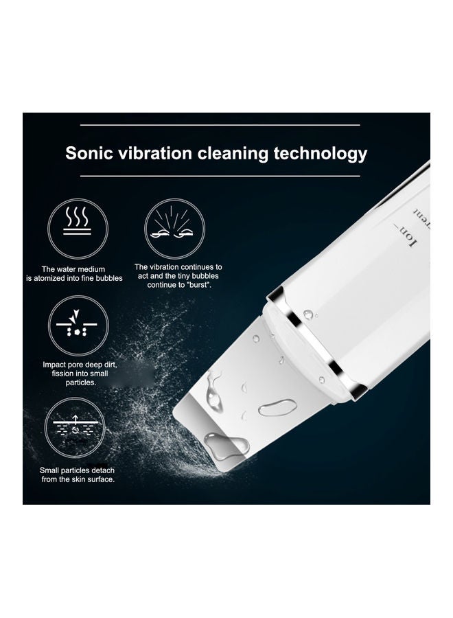 Generic - Ultrasonic Shovel Facial Skin Scrubber with 3-Modes White - Image 1