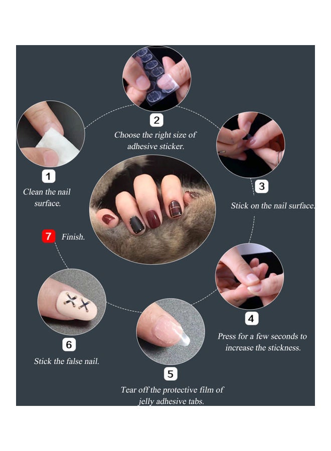 مجموعة ملصقات أظافر لاصقة بوجهين مكونة من 50 ورقة شفاف - Image 3