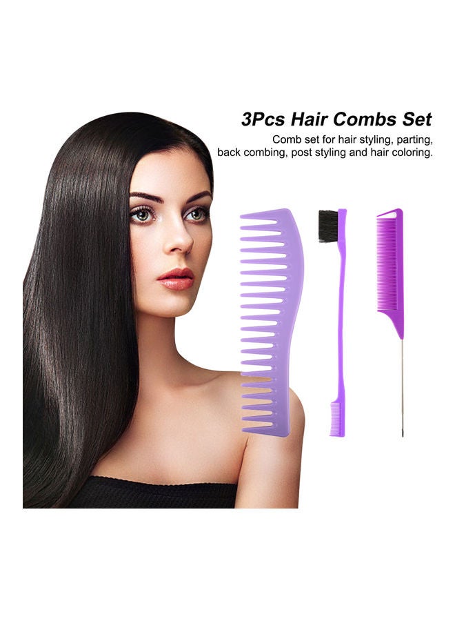 3-Piece Hair Combs Set Purple - Image 2