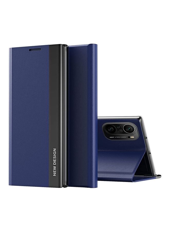 Protective Case Cover with Rotating Metal Magnetic Ring Kickstand for Xiaomi Poco F3 Blue 