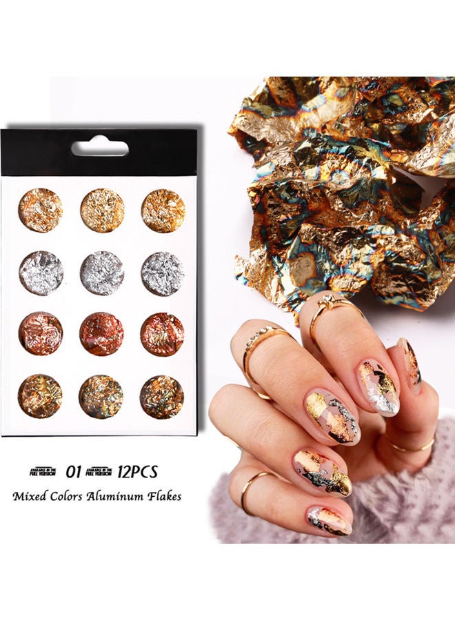 12 عُلبة من رقائق تزيين الأظافر متعدد الألوان - Image 2