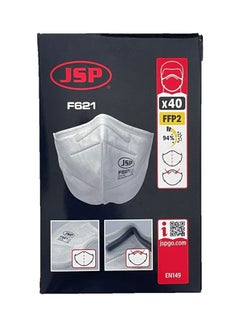 JSP Box of 40 Disposable Vertical Fold Flat Masks Grade FFP2  - Image 1
