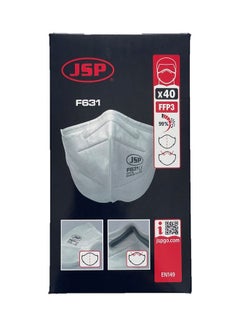 JSP Box of 40 Disposable Vertical Fold Flat Masks Grade FFP3  - Image 1