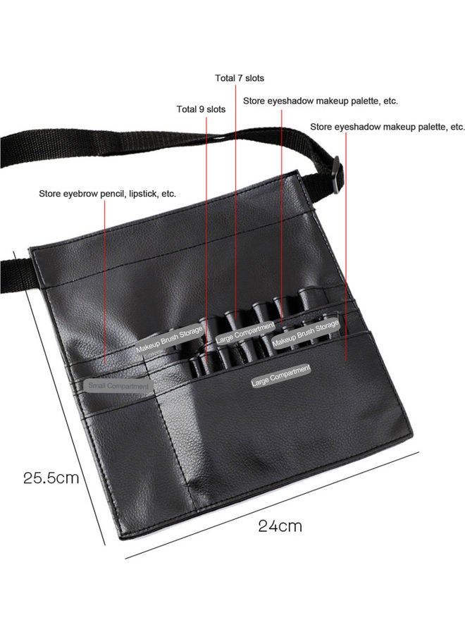 Multi Pockets Make-Up Tool Waist Pouch with Adjustable Belt Black - Image 3