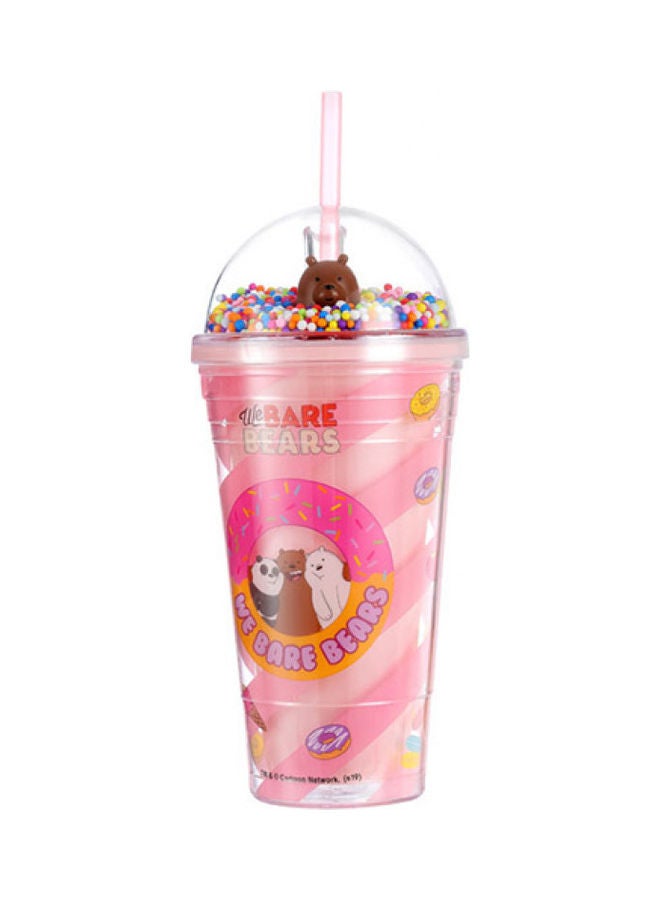 Miniso We Bare Bears Water Bottle with Straw Multicolour 