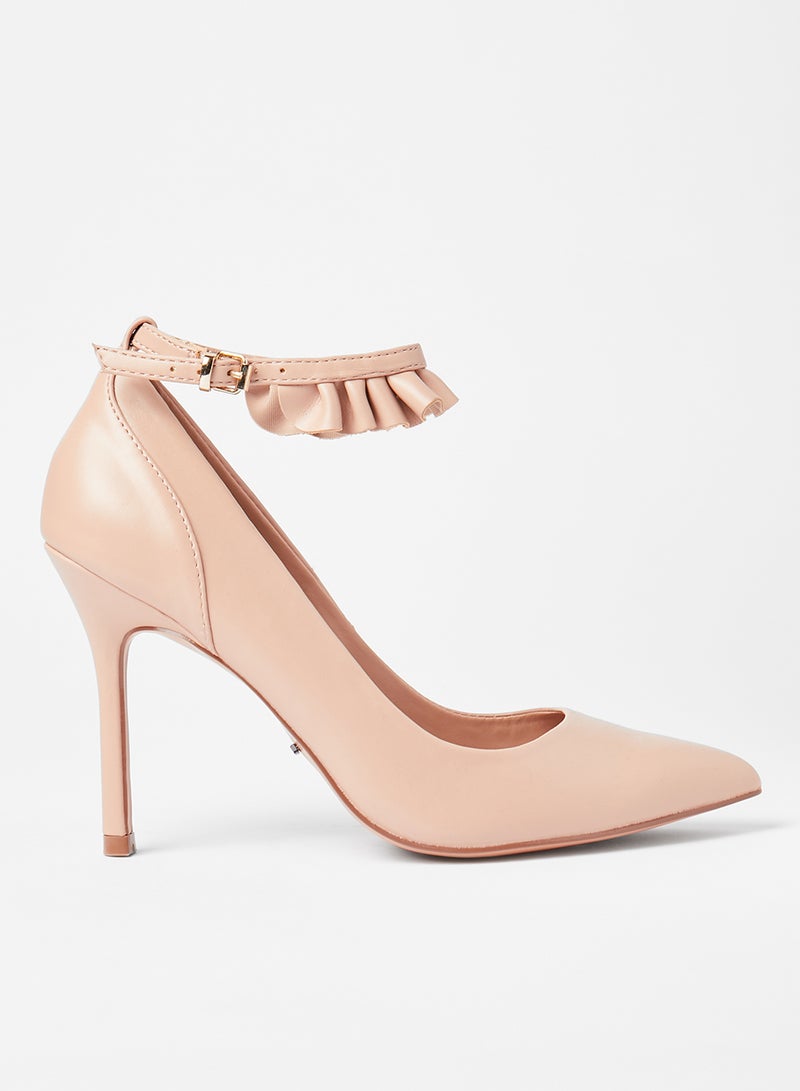 ONLY Ruffle Detail Pointed Pumps Nude  - Image 1