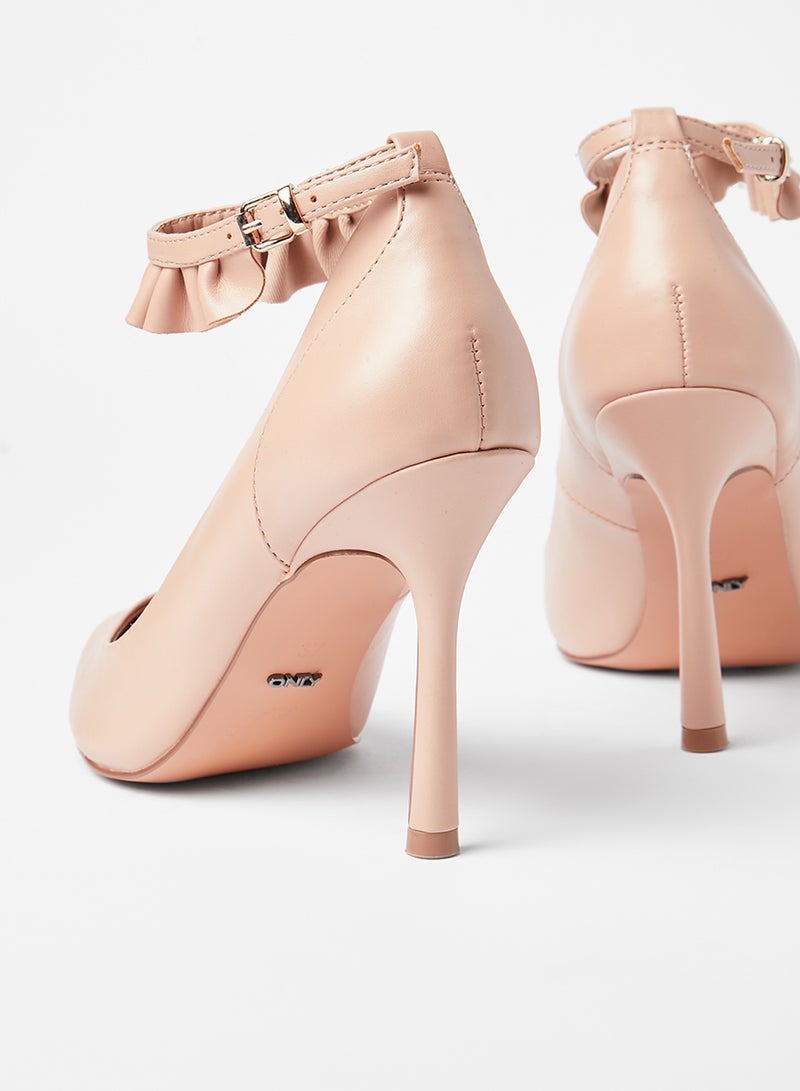 ONLY Ruffle Detail Pointed Pumps Nude  - Image 3