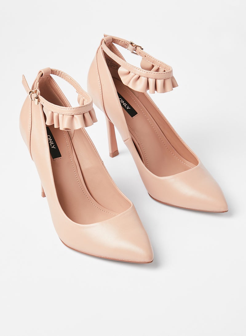 ONLY Ruffle Detail Pointed Pumps Nude  - Image 2