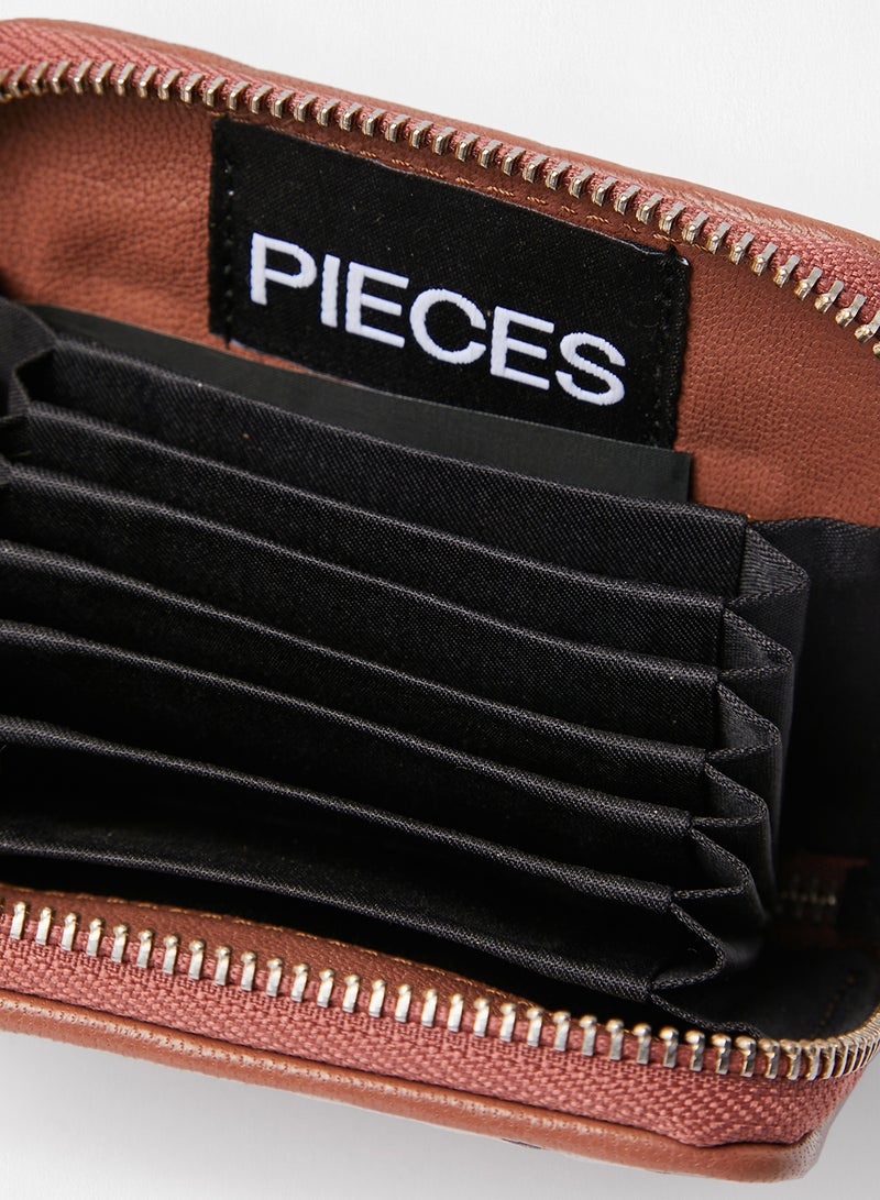 PIECES Braided Leather Wallet Brown - Image 4