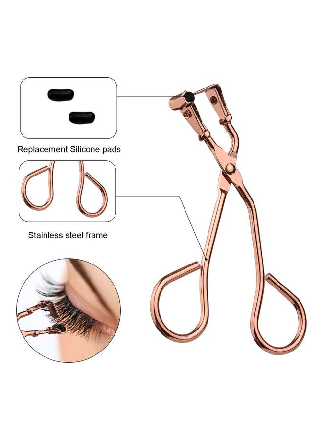Generic 3-Piece Mini Eyelash Curler Kit with Silicone Replacement Pad Rose Gold/Pink - Image 5