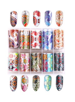 10-Sheet Nail Art Foil Transfer Sticker Extension Gel Art Decorations for Women Multicolour