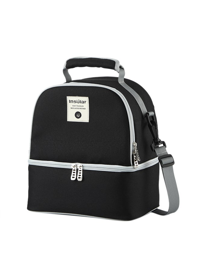 انسولار حقيبة تبريد لحليب الأم بتصميم من 3 طبقات بسعة كبيرة لون أسود - Image 1