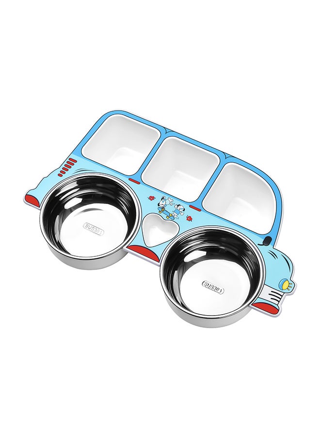 Cute 5 Compartments Divided Plate Food Tray Bpa Free Blue - Image 2