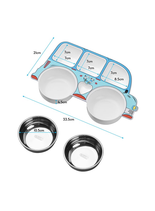 Cute 5 Compartments Divided Plate Food Tray Bpa Free Blue - Image 3
