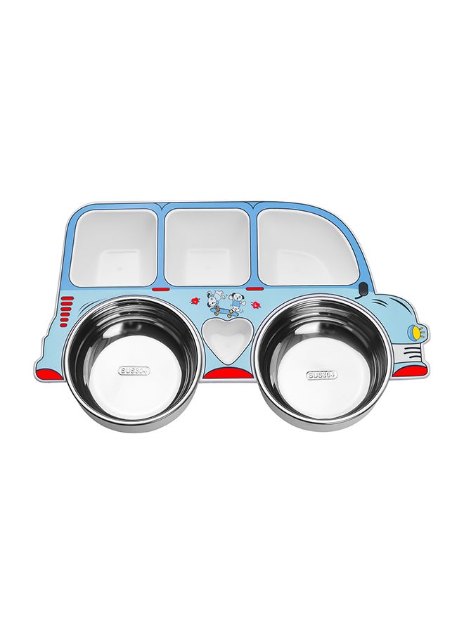 Cute 5 Compartments Divided Plate Food Tray Bpa Free Blue - Image 1