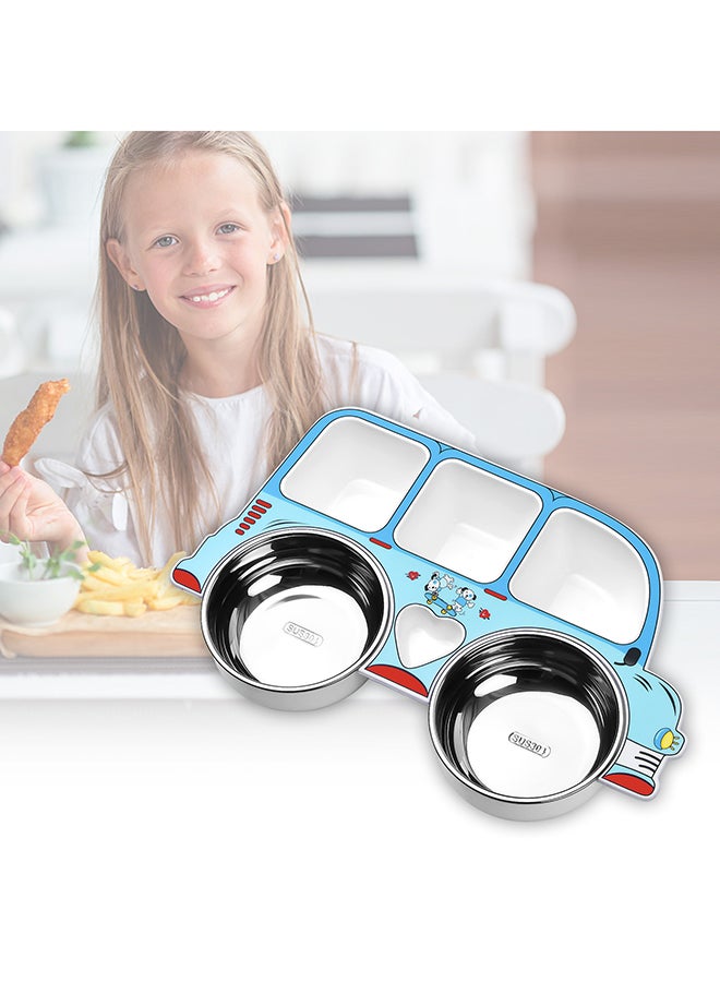 Cute 5 Compartments Divided Plate Food Tray Bpa Free Blue - Image 4