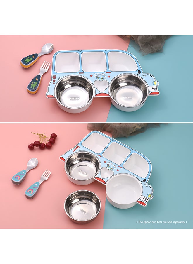 Cute 5 Compartments Divided Plate Food Tray Bpa Free Blue - Image 5