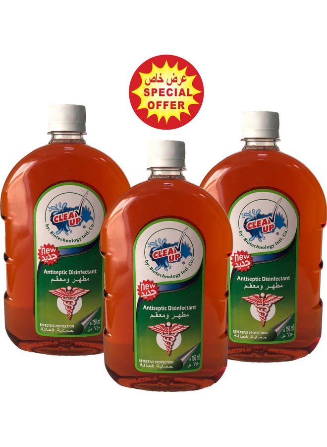 CLEAN UP Pack of 3 Antiseptic Disinfection Brown 750x3ml - Image 1